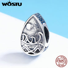 WOSTU Hot Sale Real 925 Sterling Silver Vintage Sunrise Waves Pear Beads Fit Charm Bracelet DIY Beads Jewelry Gift  CQC453