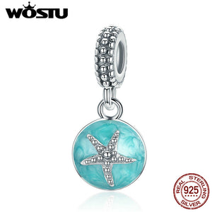 2018 Summer Hot 925 Sterling Silver Ocean Blue Starfish Dangle Beads Fit Original WST Charm Bracelet Jewelry CQC136