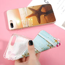 USLION Phone Case For iPhone X 7 8 Plus 3D Relief Love Heart Sea Sunset Beach Cases for iPhone 6 6S Plus TPU Silicone Back Cover