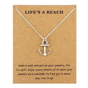 Oceans Life's a Beach Anchor Necklace