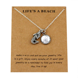 Oceans Life's a Beach Anchor Necklace