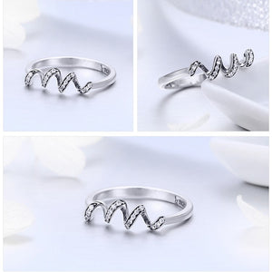 NEW Sterling Silver Luminous Winding Wave Ring