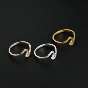 Antique Rose Gold Silver Wave Rings for Women Simple Metal Surfer Midi Ring Knuckle Surf Rings Ocean Wire Ring
